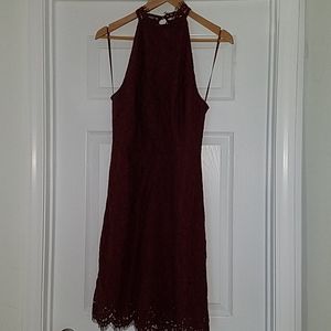 Short dark red/burgundy lace dress